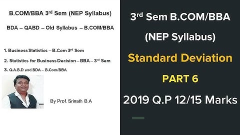 Statistics/SBD - NEP/OLD Syllabus - Standard Deviation - 2019 Question Paper 12/15 Marks