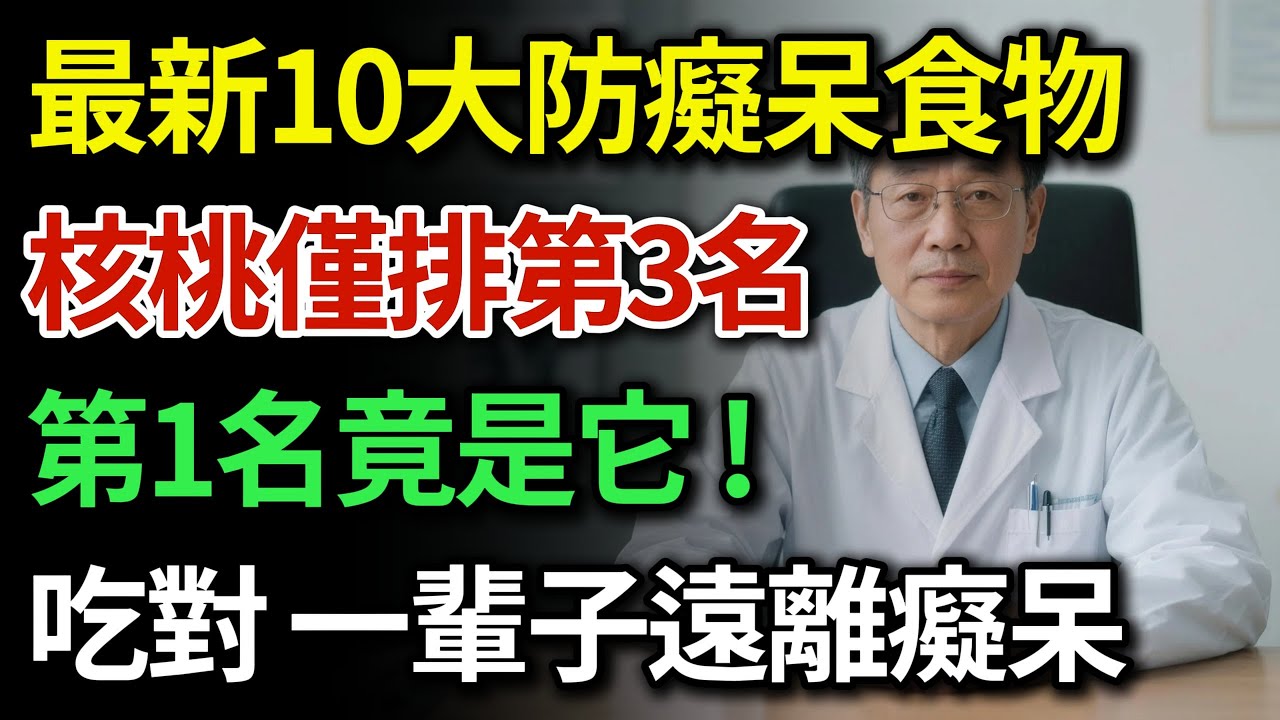 預防老年癡呆10大食物！核桃只排第3？第1名竟是這麽便宜的它！預防失智、增強記憶力，讓大腦年輕11歲！|健康Talks|如何預防老人痴呆|預防失智症飲食|預防老年癡呆|健康2026|養生2026