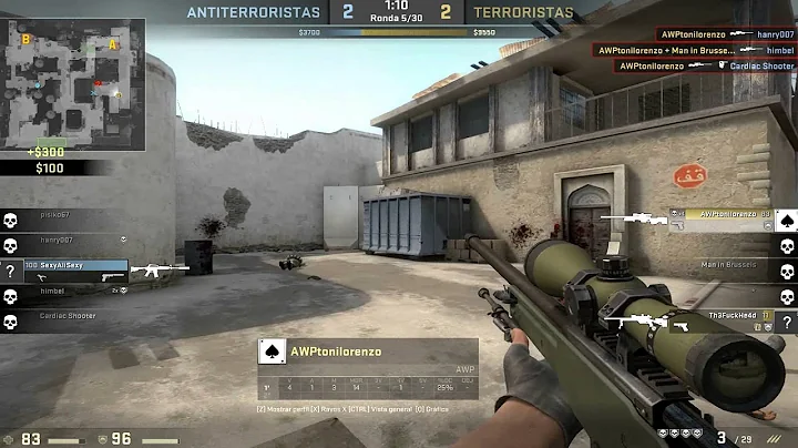 Cs:go 1 vs 5 AWP 5 bullets 5 kills. (Epic ace)