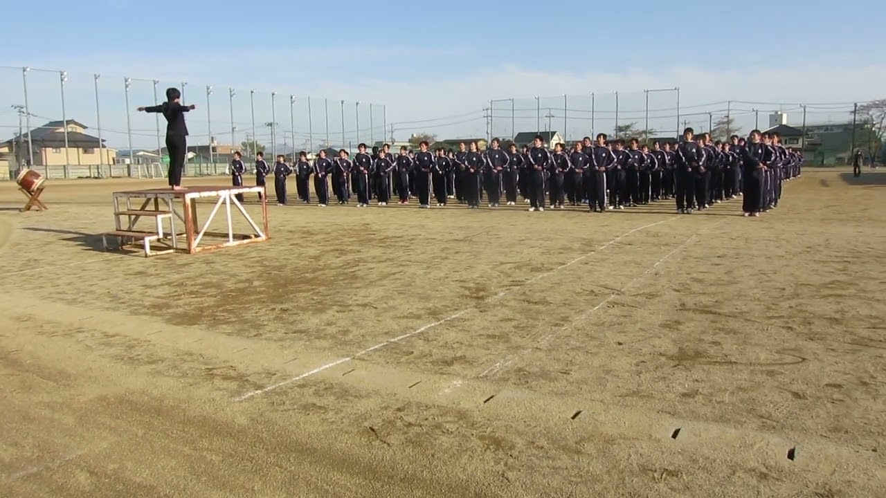 安積高等学校の校歌、応援歌練習風景