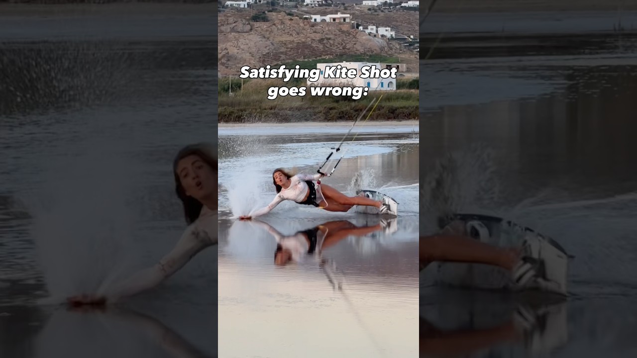 The most satisfying KITE SHOT…until this happened!#crash #fail #kitesurfing #watersports #girl