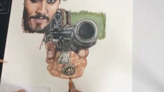 Pirates of the Caribbean's  Captain Jack Sparrow time lapse drawing