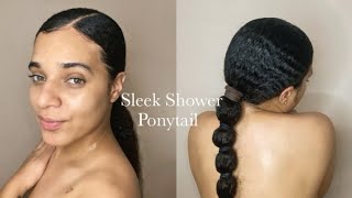 Quick Sleek Low Ponytail Tutorial in the shower