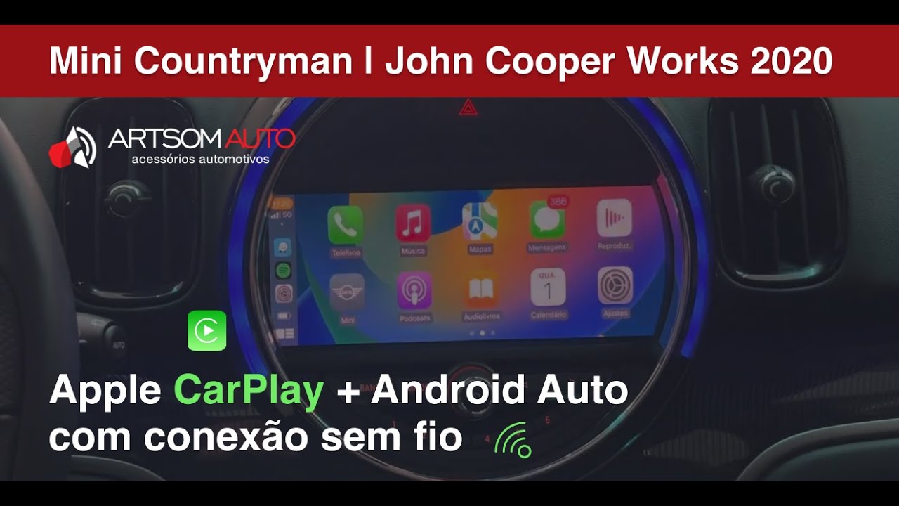 Mini Countryman | John Cooper Works 2020 - Instalação CarPlay e Android Auto (sem fio) - ArtsomAuto