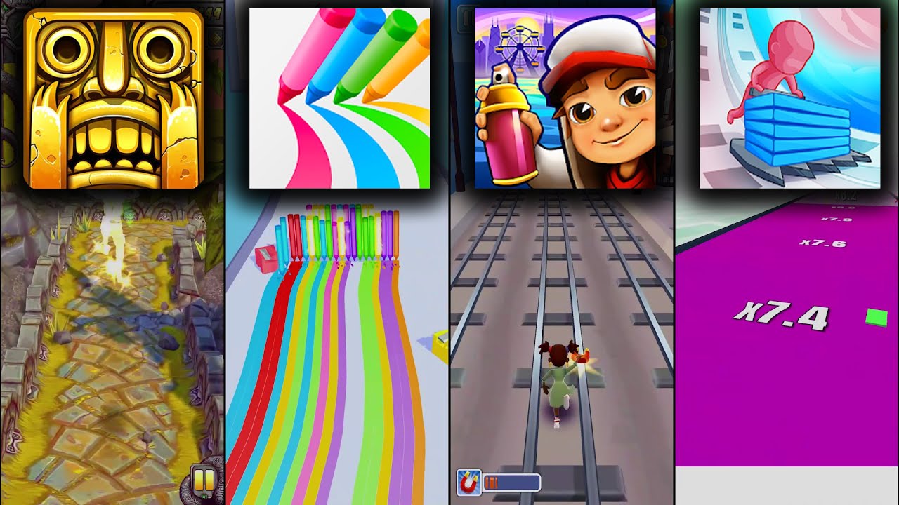 Temple Run 2 Sky Summit Vs Pencil Rush 3D Vs Subway Surfers Copenhagen ...