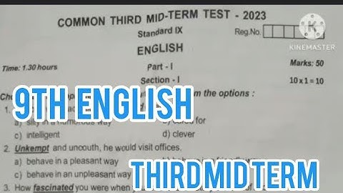 class 9 english 3rd mid term exam question paper||smile only