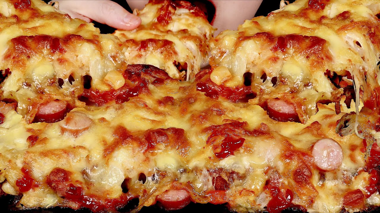 ASMR BAKED CHEESE PIZZA TOAST 구운 피자빵 토스트 MUKBANG EATING SOUND