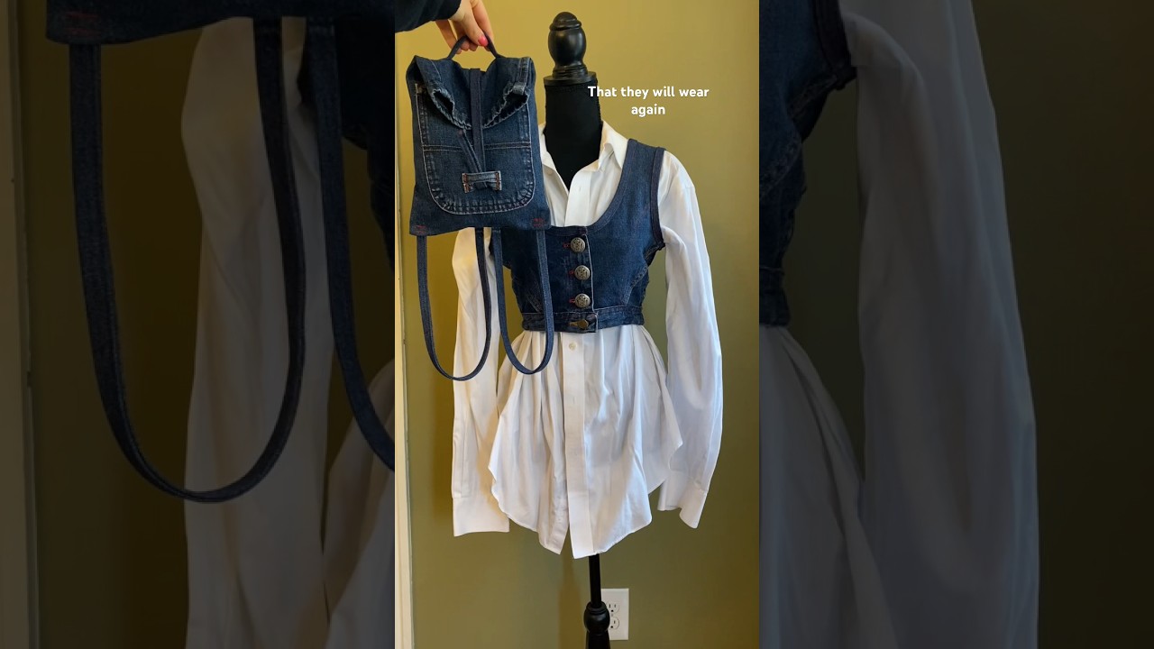 Flipping this old pair of jeans into a vest and mini lil backpack 