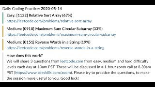 Daily Coding Practice (Questions: 2020 05 14, Session: 2020 05 15)