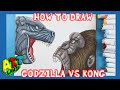 How to Draw GODZILLA VS KONG FACE OFF!!!