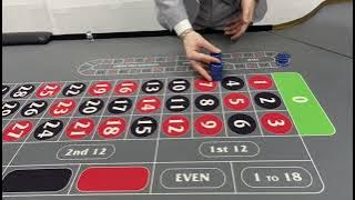 Pushing 2 stacks - one short - 35 chips - Casino Croupier tutorial