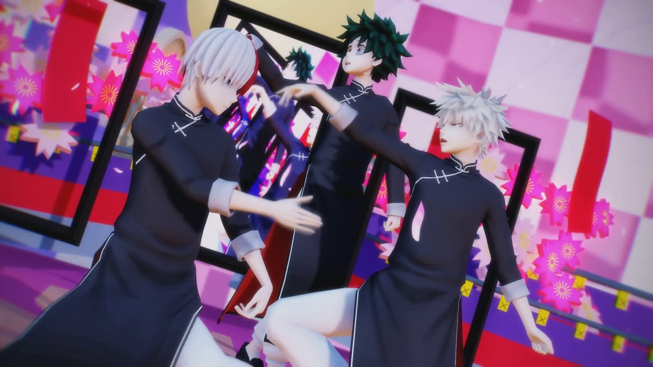 【MMD ヒロアカ】 桃源恋歌 |  緑谷 ·  爆豪 · 轟 | 히로아카