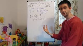 How to use the quotient rule for differentiation and simplify the result