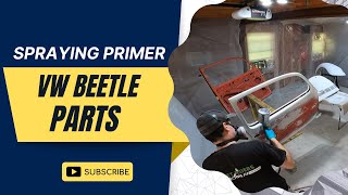 Spraying Primer on the Super Beetle Parts!