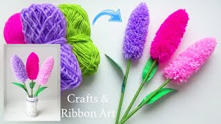 Easy Woolen Flower Making Idea  How to Make Beautiful Lavender Flower  Amazing Woolen Crafts