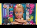 Barbie flip and reveal deluxe style head unboxing review  barbie hairstyle and color change make up