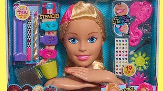 Barbie Flip and Reveal Deluxe Style Head Unboxing Review - Barbie Hairstyle and Color Change Make Up