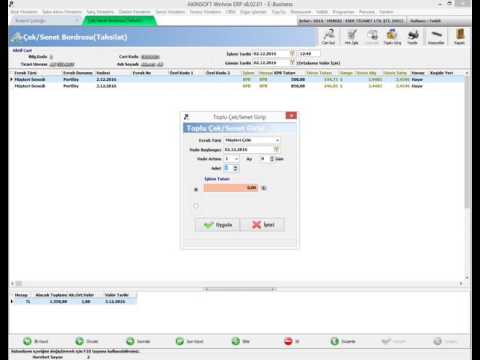 AKINSOFT WOLVOX ERP Finans Yönetimi - Çek/Senet Bordrosu Oluşturma İşlemi