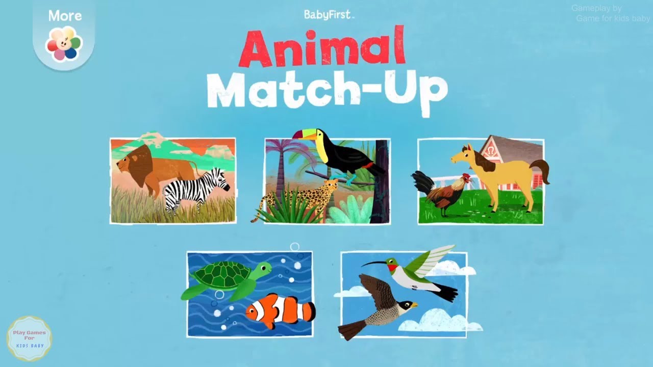 Educational Games | Animal Match-Up | Baby Fun Learn Amazing Animal ...