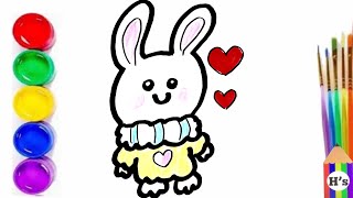 How To Draw a Cute Rabbit | Bolalar uchun yoqimli o'rdak o'rdakni chizish | рисуем кролика для детей