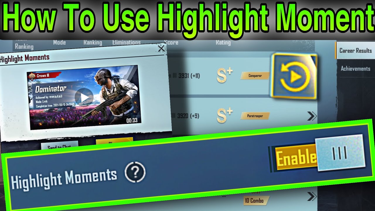 How To Use Highlight Moment in BGMI PUBG Mobile 1.6 update All Clutches ...