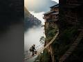 Man Walking Across the Clouds with a Baby Goat 🐐☁️#nature #trending #shorts