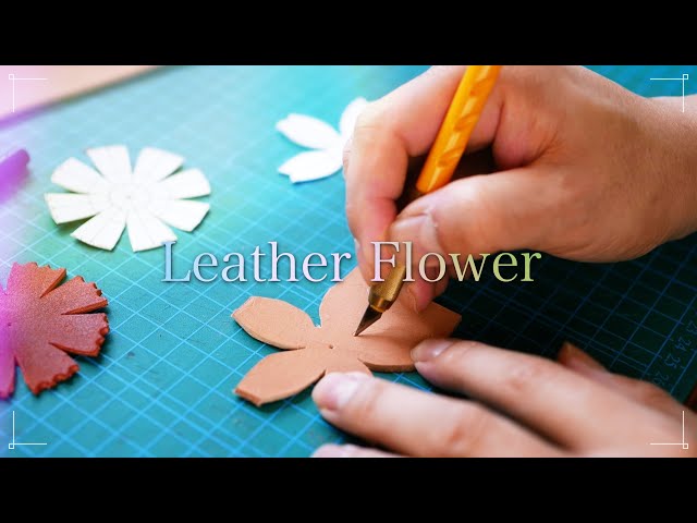 レザークラフト　花柄　手作りです⭐︎ レザークラフト】お花のアクセサリーを作ってみました！flower leather