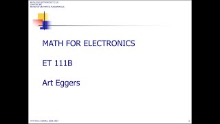 ET111B Math for Electronics Chapter 14 (1 - 2): Simultaneous Linear Equations: Graphing and Add/Sub