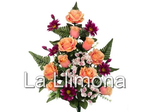 Ramos artificiales. Ramo artificial flores rosas y margaritas malva - La  Llimona 