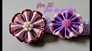 DIY – Flor 3D de fitas de gorgurão