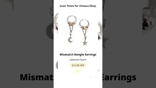 Hecate Crescent Moon and Star Mismatch Dangle Earrings #jewellery #jewellerydesign