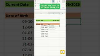 🎯 Calculate Age from DOB in Seconds with Excel! 💡 Time-Saving Trick You NEED! #exceltips #ytshorts