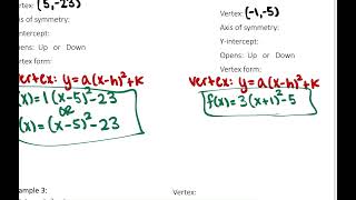 Unit 3-1 Day 2: Standard Form to Vertex Form for Quadratic Functions