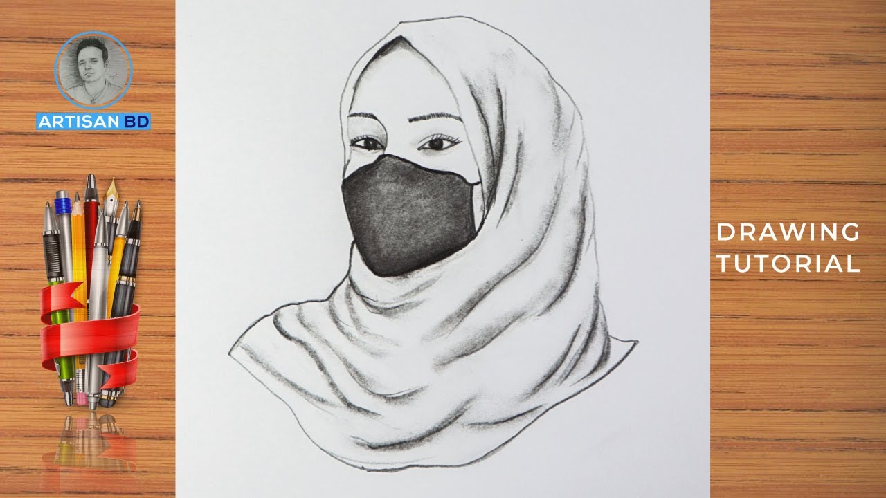 How to draw a hijab girl with pencil drawing / girl drawing for ...