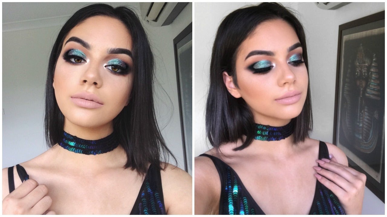 Turquoise Smokey Eye & Nude Lips