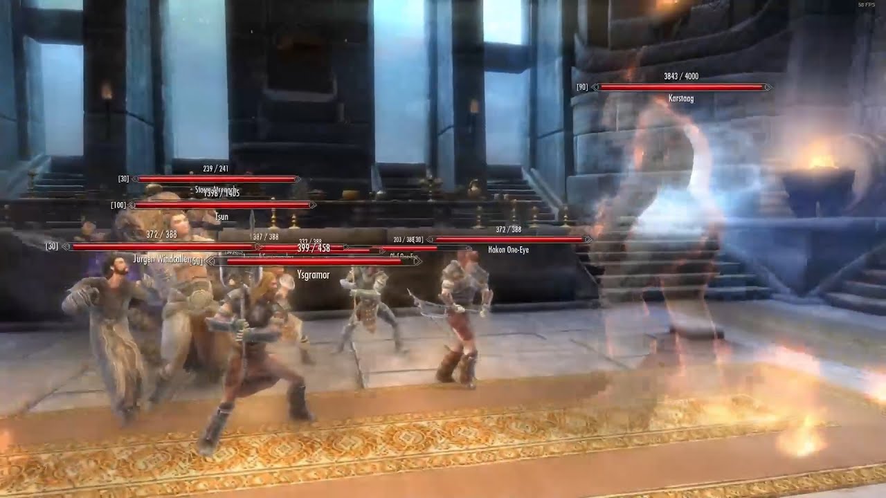 Skyrim Battles - Karstaag vs. The Hall of Valor & The Ebony Warrior