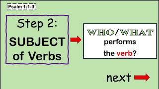 Grammar Tutorial: PS 1:1-3 Identify Verbs and Subjects