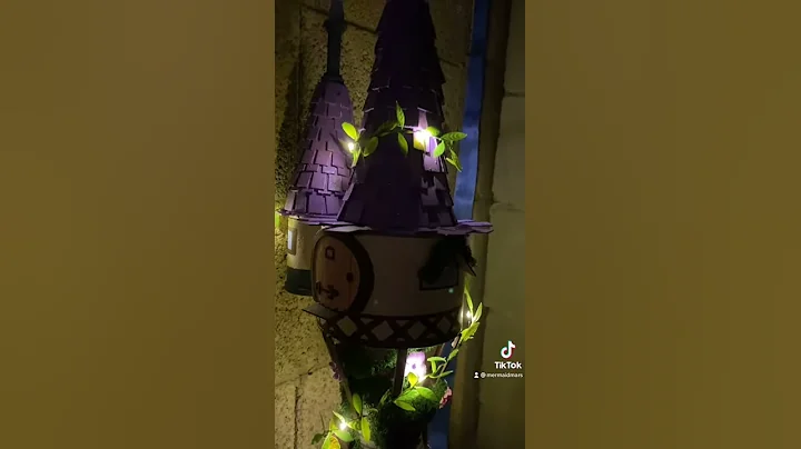 Sculpture of Rapunzel's tower at night by Zoe Rosenthal