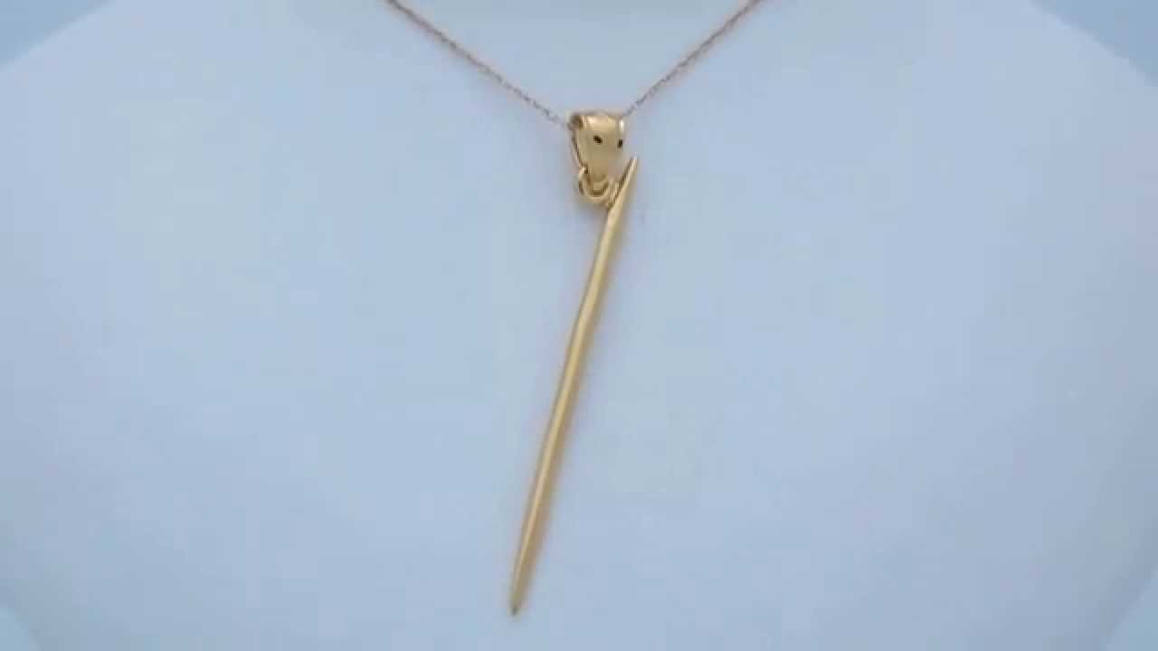 Gold-Plated 925 Sterling Silver 3-D Toothpick Pendant - AZ6939GPDZ