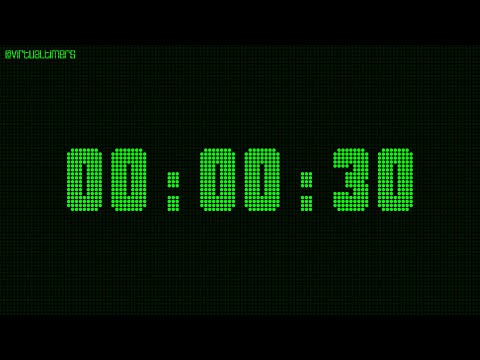 30 Second Countdown Timer - Green LED with Alarm and Time Markers / Chapters.