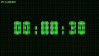 30 Second Countdown Timer - Green LED with Alarm and Time Markers / Chapters.