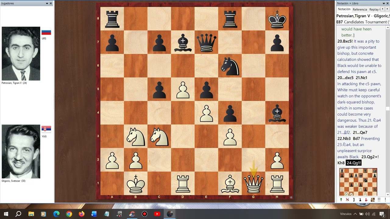 PETROSIAN - GLIGORIC. TORNEO DE CANDIDATOS; ZÙRICH 1953. RONDA 19. DEFENSA INDIA DE REY.