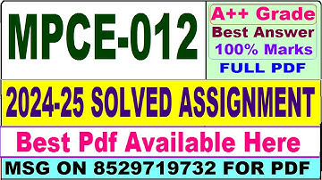 MPCE 012 solved assignment 2024-25 || mpce 012 solved assignment 2025 in English || ignou mpce12
