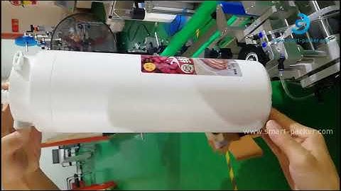 Drink water filter element tube vertical automatic labeling machine testing video