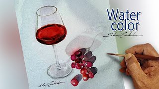 Realistic Watercolor Still Life | Glass of Wine & Grapes | Still Life screenshot 2