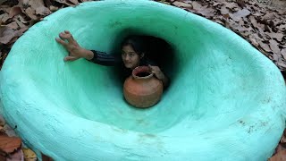 Building secret shelter underground swimming pool to protect from (Top 2 full video)