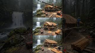 Hidden Forest House Near Waterfall 🌊#shorts #foresthouse #minecraft #minecraftbuild #viral #creative