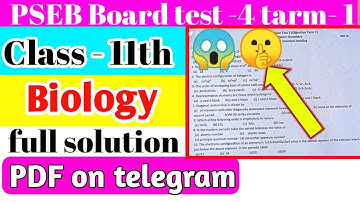 pseb board class 11th subject biology weekly test term-1 2021 with solution Biology 2021
