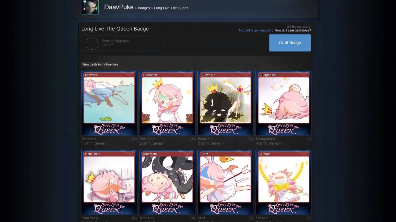 STEAM TRADING CARDS Long Live the Queen Badge Crafting