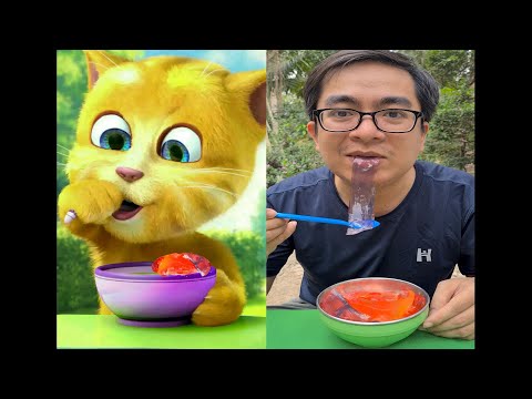 Video @Cậu Xí Muội bắt chước mèo Ginger ăn rau câu dài nhiều... - youtube